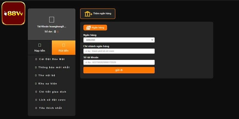 Chi tiết hướng dẫn rút tiền 88vv