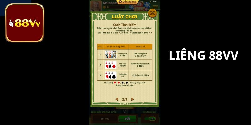 Những lựa chọn cá cược trong game bài liêng online