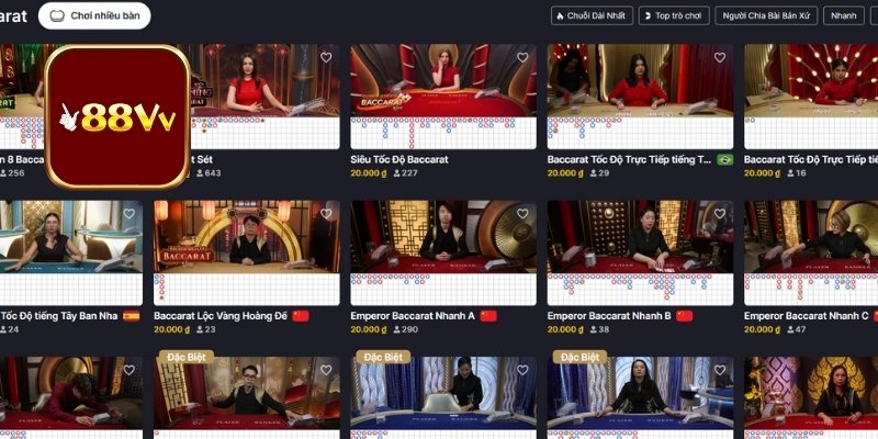 Không gian sòng bạc đỉnh cao tại Live Casino 88VV